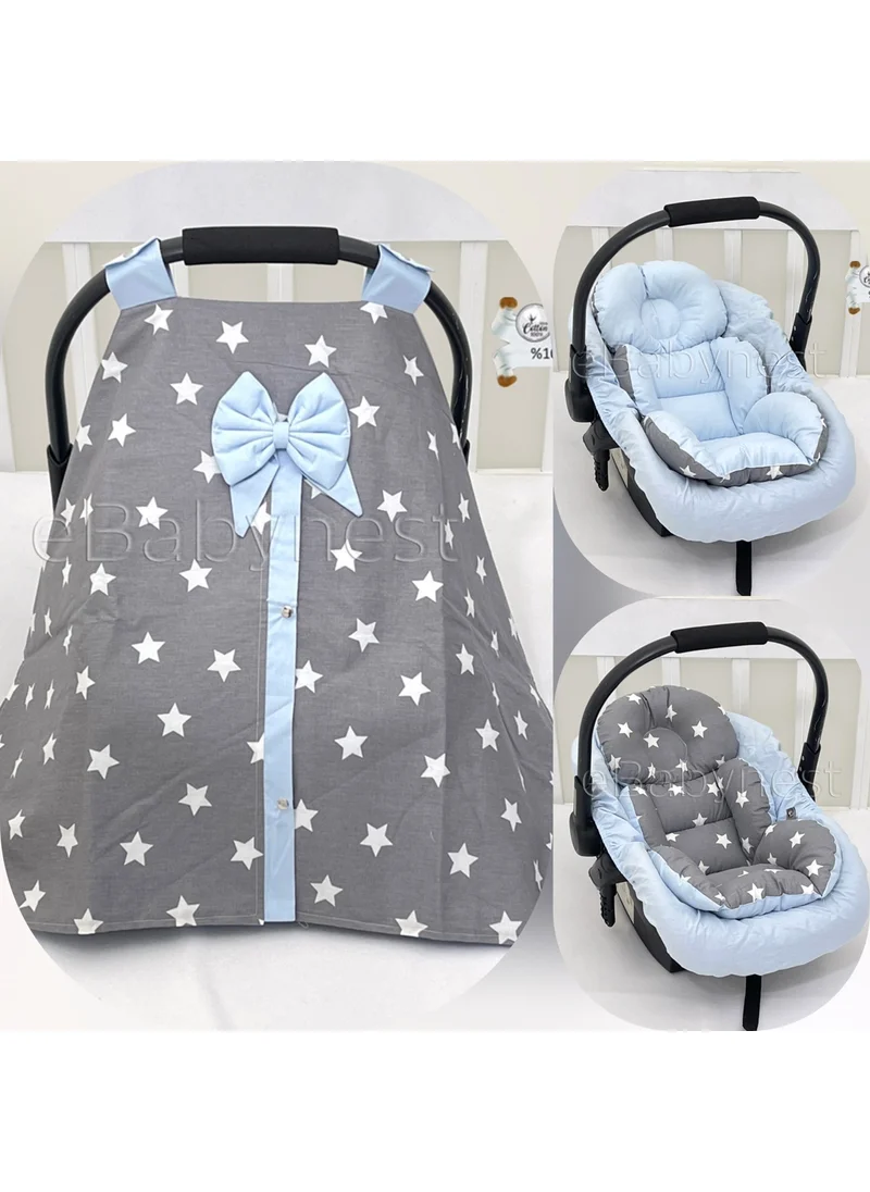 Ebabynest Big Star Series Dark Gray Star Inner Blue Stroller Cover Set of 3