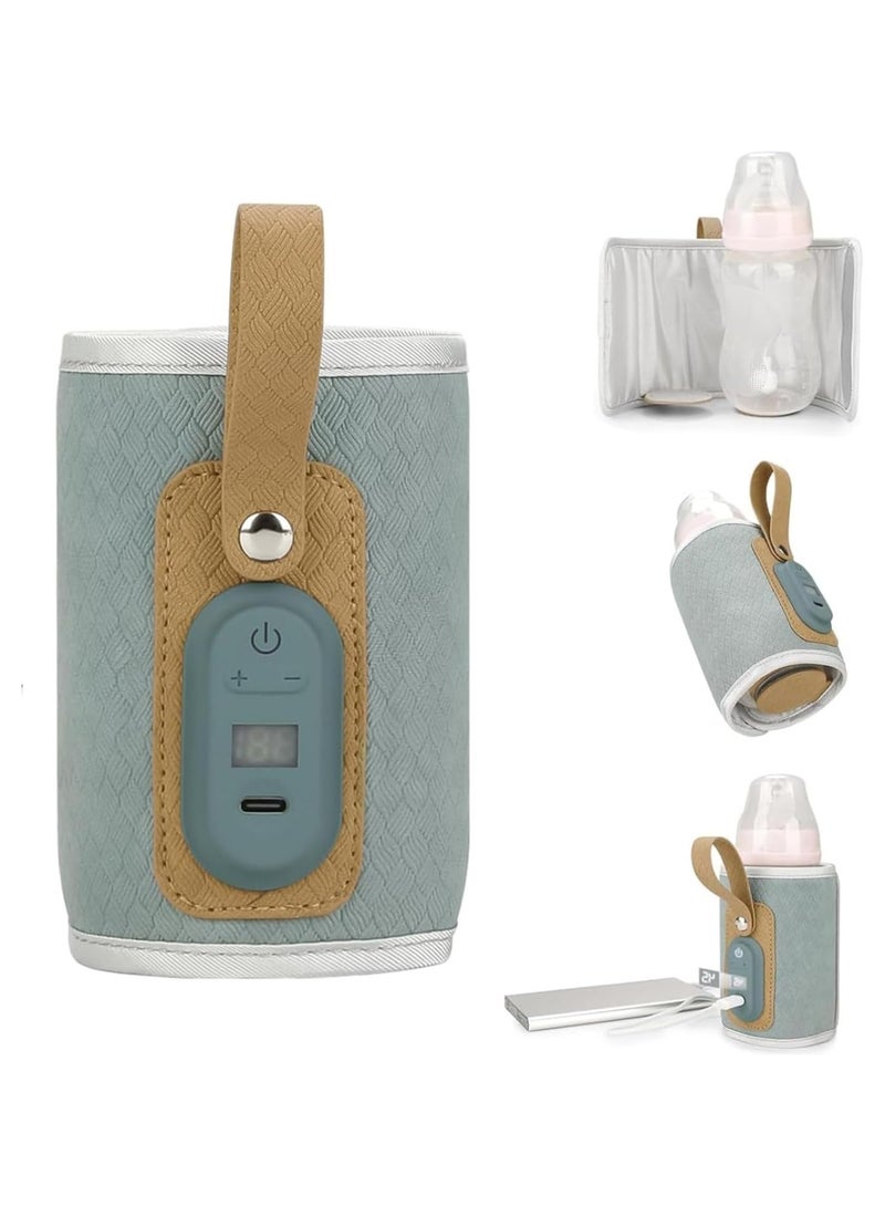 Portable Bottle Warmer USB Rechargeable Baby Bottle Warmer with LED Display Temperature Adjustable Portable Baby Bottle Warmer Baby Bottle Heater for Travel Shopping Going Out - Image 1