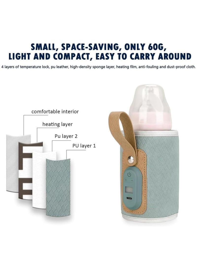 Portable Bottle Warmer USB Rechargeable Baby Bottle Warmer with LED Display Temperature Adjustable Portable Baby Bottle Warmer Baby Bottle Heater for Travel Shopping Going Out - Image 2
