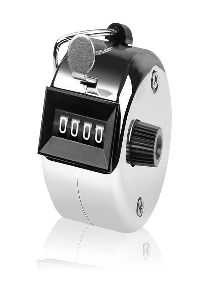 ADOERE عداد يدوي معدني من ADOERE، عداد لفات بأربعة أرقام، عداد نقر يدوي ميكانيكي مع حلقة إصبع للغولف المدرسي والحياكة والكروشيه (عبوة من قطعة واحدة) - Image 1