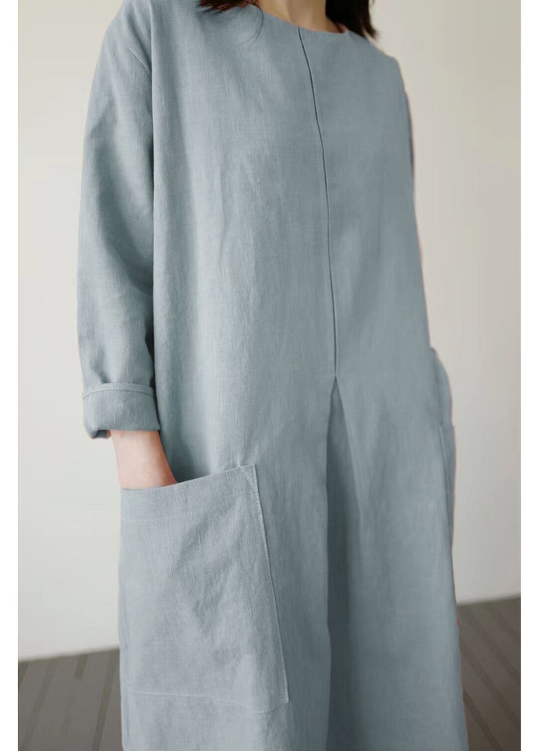 New Fashion Solid Long Sleeves Women's Casual Dress  Dress  - Image 4