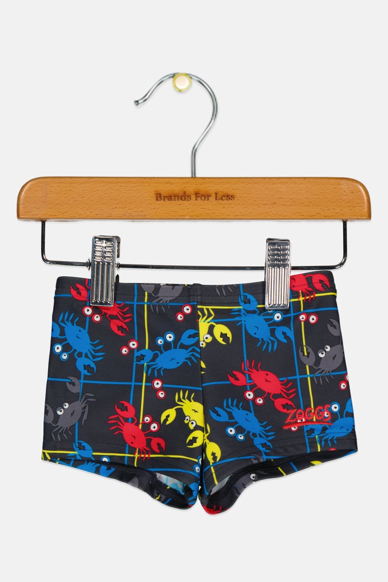 ZOGGS Toddlers Boy Allover Print Crab Hip Race Swim Shorts, Multicolor - Image 1