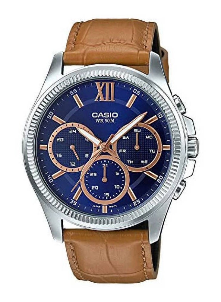 CASIO Quartz Multi-Function Leather Strap Men's Watch - Image 1