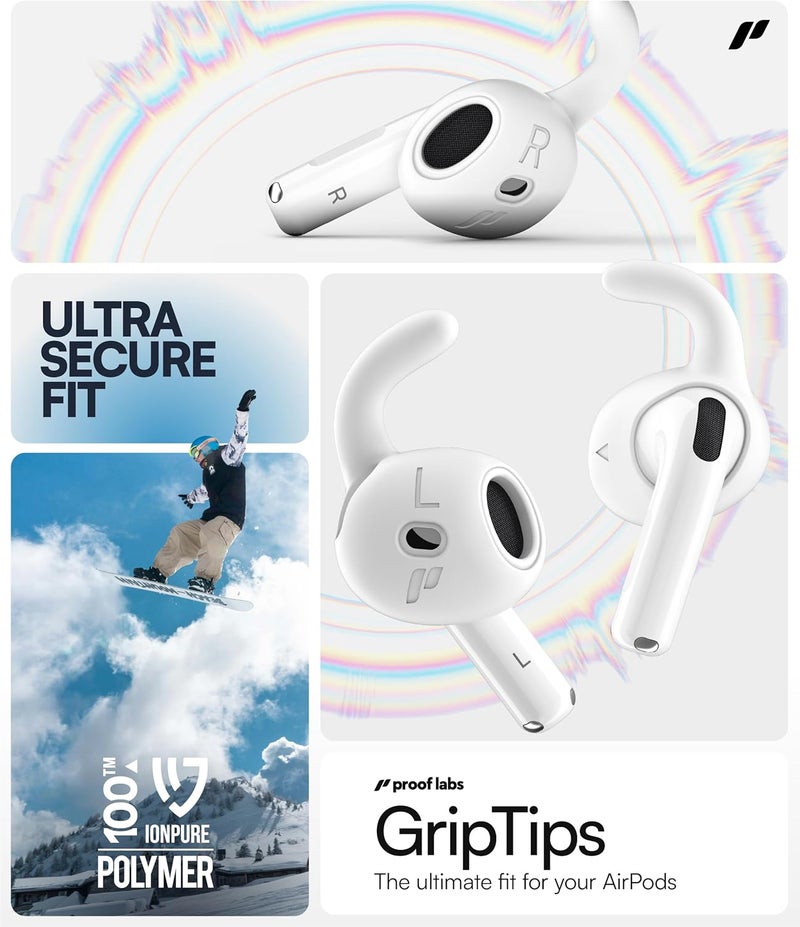 Proof Labs بروف لابس 4 أزواج من أغطية خطافات الأذن لـ AirPods 4 [مع حقيبة تخزين إضافية] إكسسوارات متوافقة مع Apple AirPods الجيل الرابع (أبيض) - Image 4