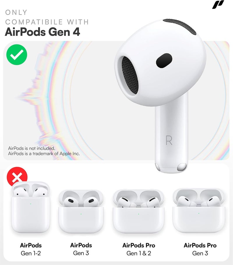 Proof Labs بروف لابس 4 أزواج من أغطية خطافات الأذن لـ AirPods 4 [مع حقيبة تخزين إضافية] إكسسوارات متوافقة مع Apple AirPods الجيل الرابع (أبيض) - Image 2
