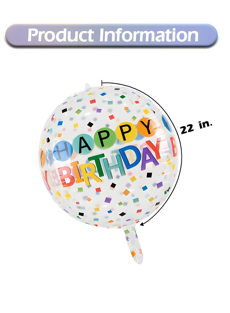 GROIC 5 Pieces Large Happy Birthday Colorful 4D Balloons with 22 Inch Round Shaped Mylar Balloon for Birthday Party,Inflatable Balloons for Birthday Parties,Party Decorations Supplies - Image 5