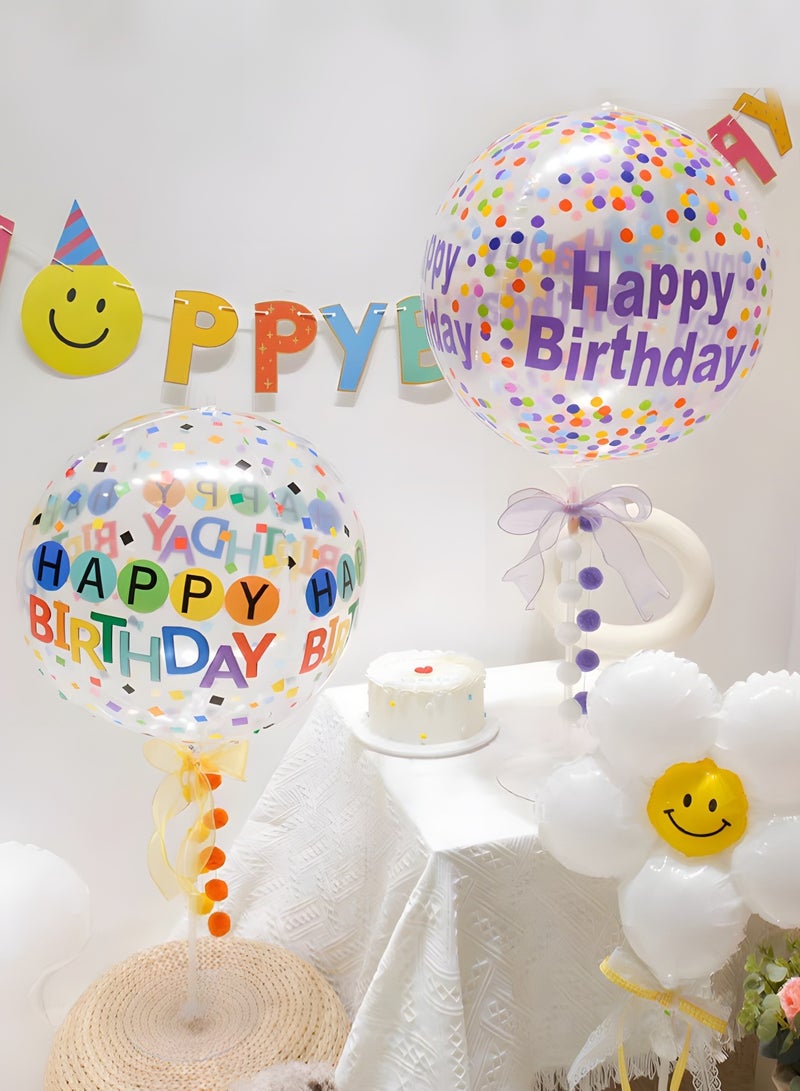 GROIC 5 Pieces Large Happy Birthday Colorful 4D Balloons with 22 Inch Round Shaped Mylar Balloon for Birthday Party,Inflatable Balloons for Birthday Parties,Party Decorations Supplies - Image 3