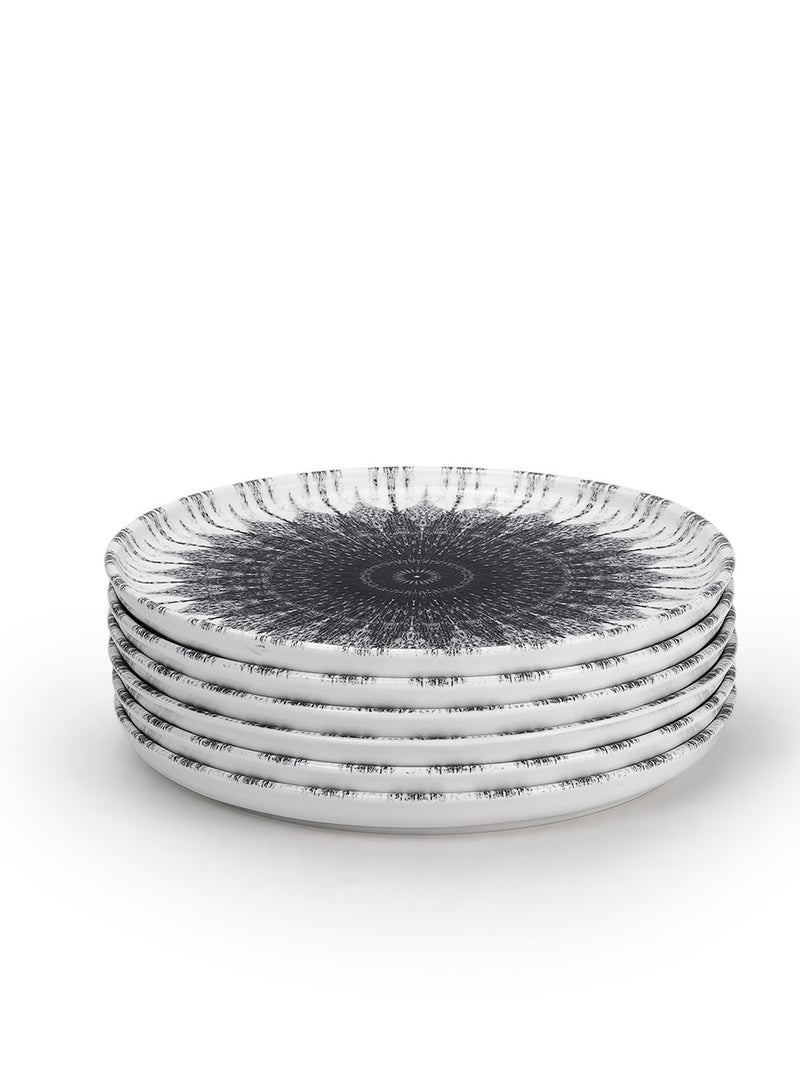 Edessa Cosmo 20cm Ceramic Dessert Plate, Black & White (Set of 6) - Image 2