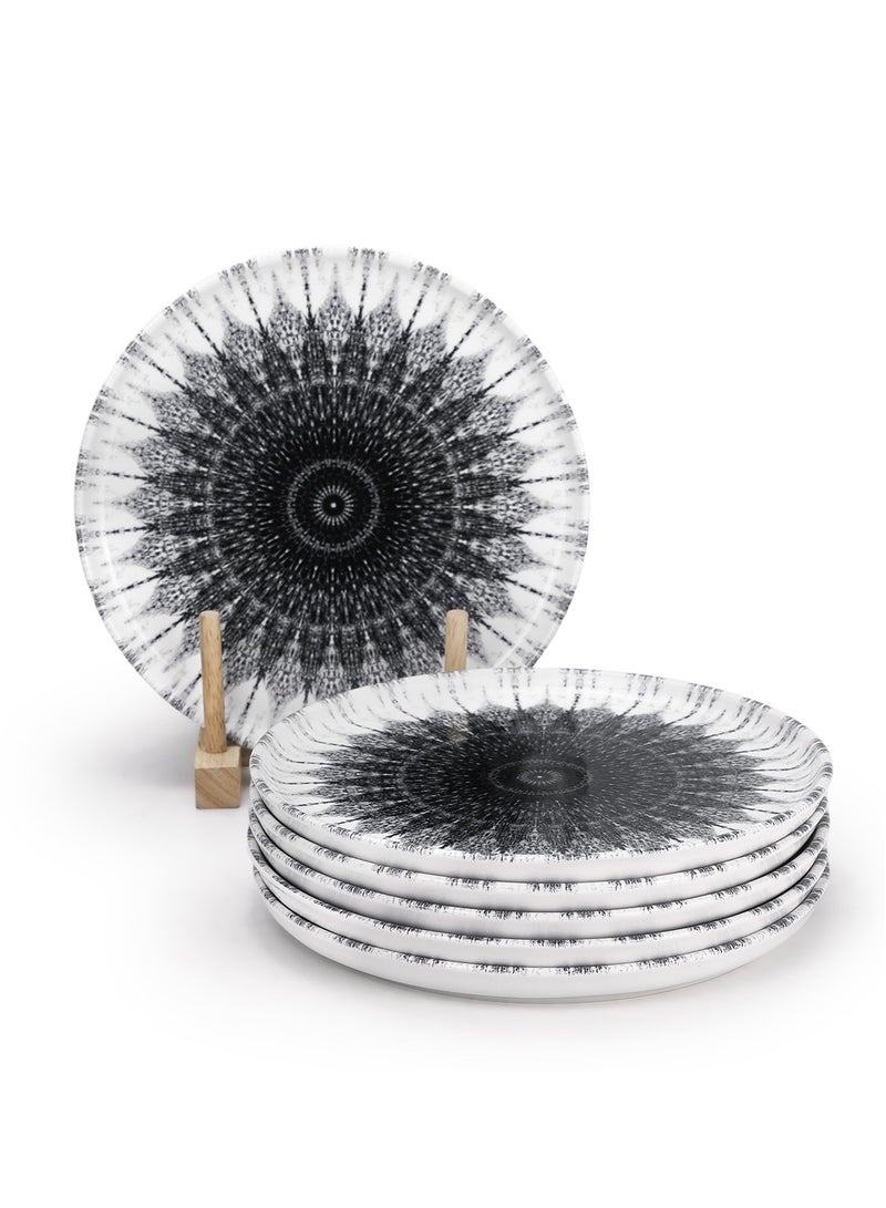 Edessa Cosmo 20cm Ceramic Dessert Plate, Black & White (Set of 6) - Image 1