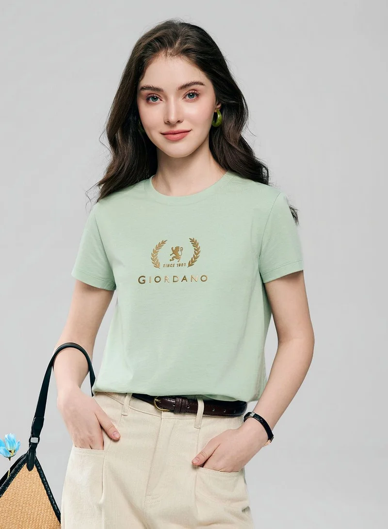 GIORDANO  Women’s Regular Fit Cotton Crew Neck Printed Tee for Women | Best Price UAE