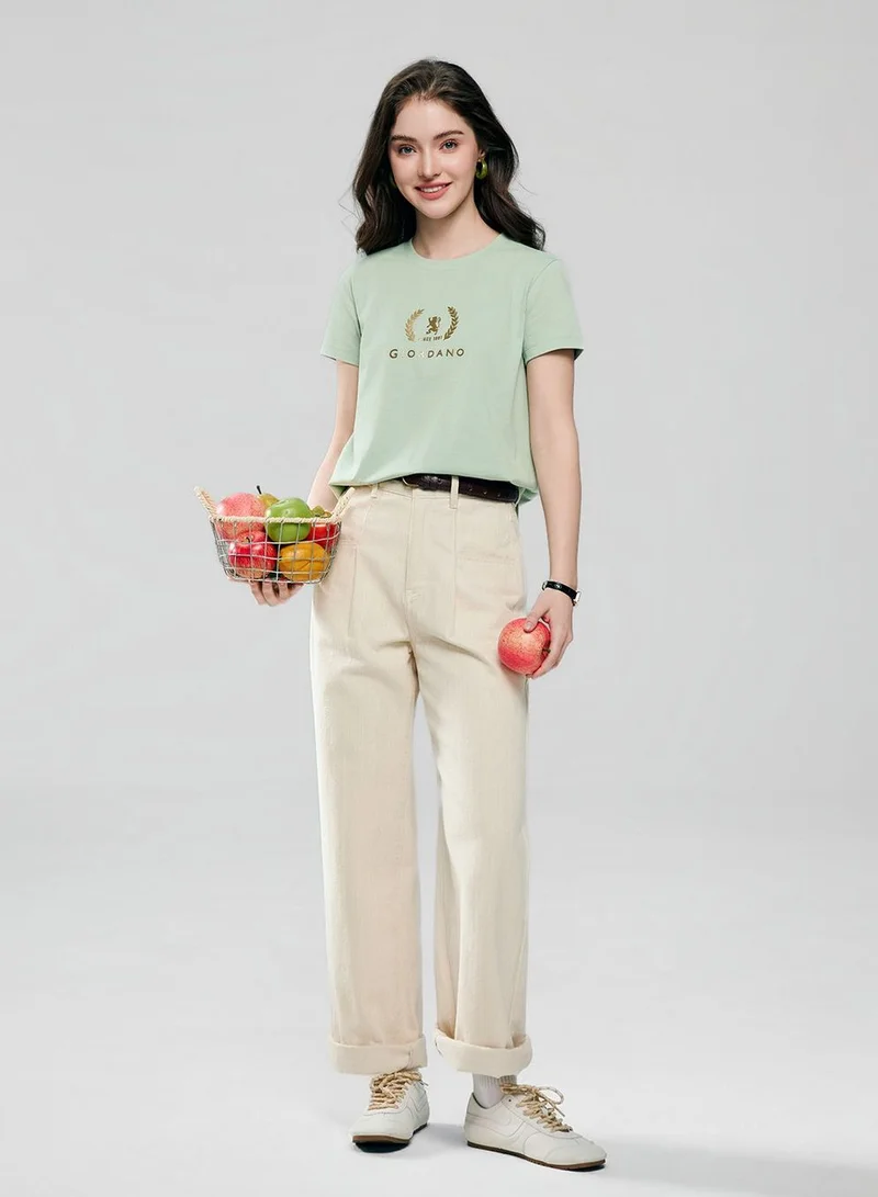 GIORDANO  Women’s Regular Fit Cotton Crew Neck Printed Tee for Women | Best Price UAE