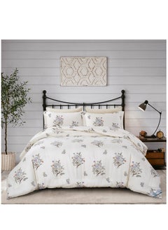 Donetella Printed Comforter Set 7-Pcs King Size 260 X 240 Cms All Season Double Bed Bedding Set With Removable Filler And Down Alternative Filling, Moon Mist  - Image 1