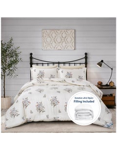 Donetella Printed Comforter Set 7-Pcs King Size 260 X 240 Cms All Season Double Bed Bedding Set With Removable Filler And Down Alternative Filling, Moon Mist  - Image 2