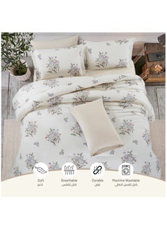 Donetella Printed Comforter Set 7-Pcs King Size 260 X 240 Cms All Season Double Bed Bedding Set With Removable Filler And Down Alternative Filling, Moon Mist  - Image 4
