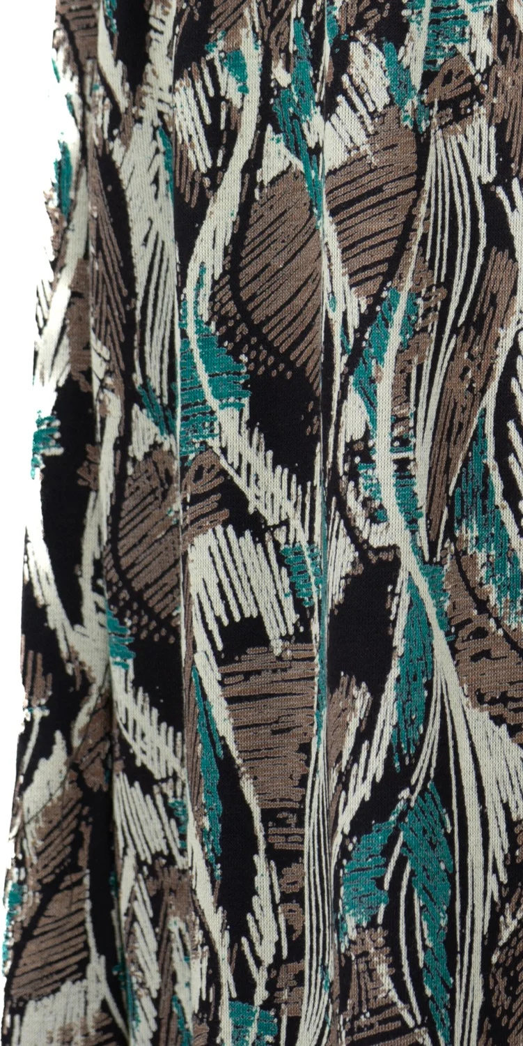 Oppland Women's Mother's Piece Skirt Viscose Fabric Pastel Patterned Elastic Waist Comfortable Cut Full Pattern