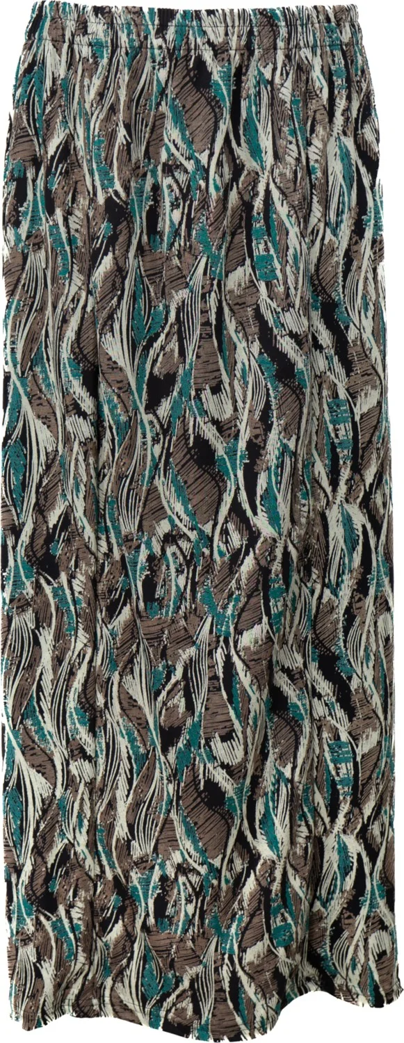 Oppland Women's Mother's Piece Skirt Viscose Fabric Pastel Patterned Elastic Waist Comfortable Cut Full Pattern