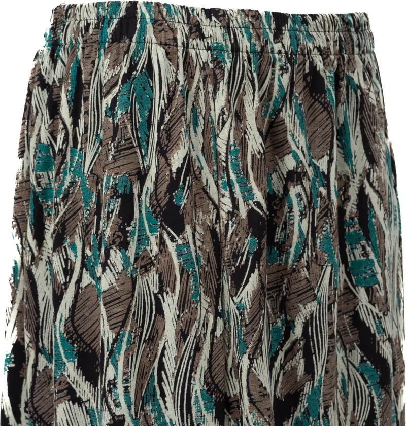 Oppland Women's Mother's Piece Skirt Viscose Fabric Pastel Patterned Elastic Waist Comfortable Cut Full Pattern