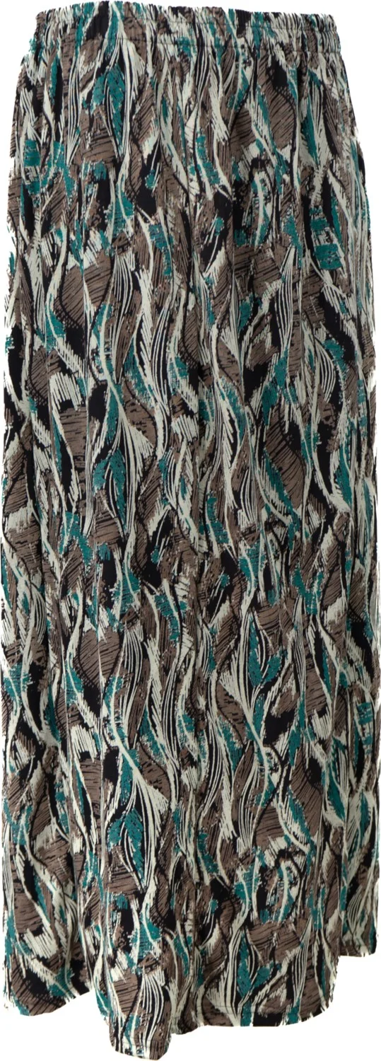 Oppland Women's Mother's Piece Skirt Viscose Fabric Pastel Patterned Elastic Waist Comfortable Cut Full Pattern
