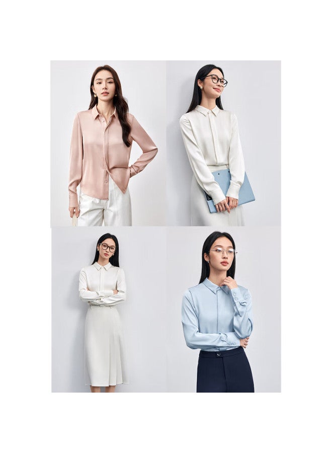 Sentubila Spring Office Commute Style Shirt Women's Light Luxury High-end Feeling Shirt Long Sleeve Slim Fit Top White XL - Image 4
