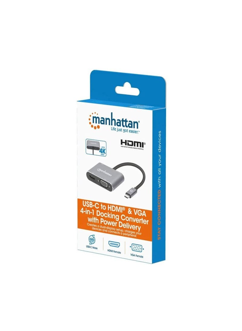 Manhattan 130691 USB-C to HDMI/VGA 4-in-1 Docking Converter With Power Delivery - Image 3