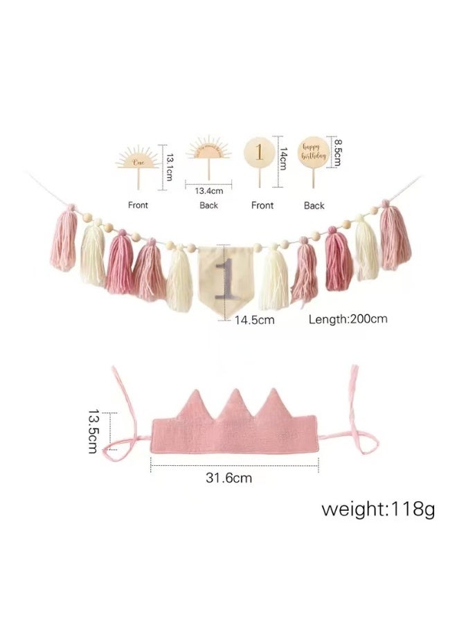 Baby Birthday Party Hat and Banner Set – First Birthday Decoration Kit for Boys & Girls, Photo Props and Party Supplies - Image 1