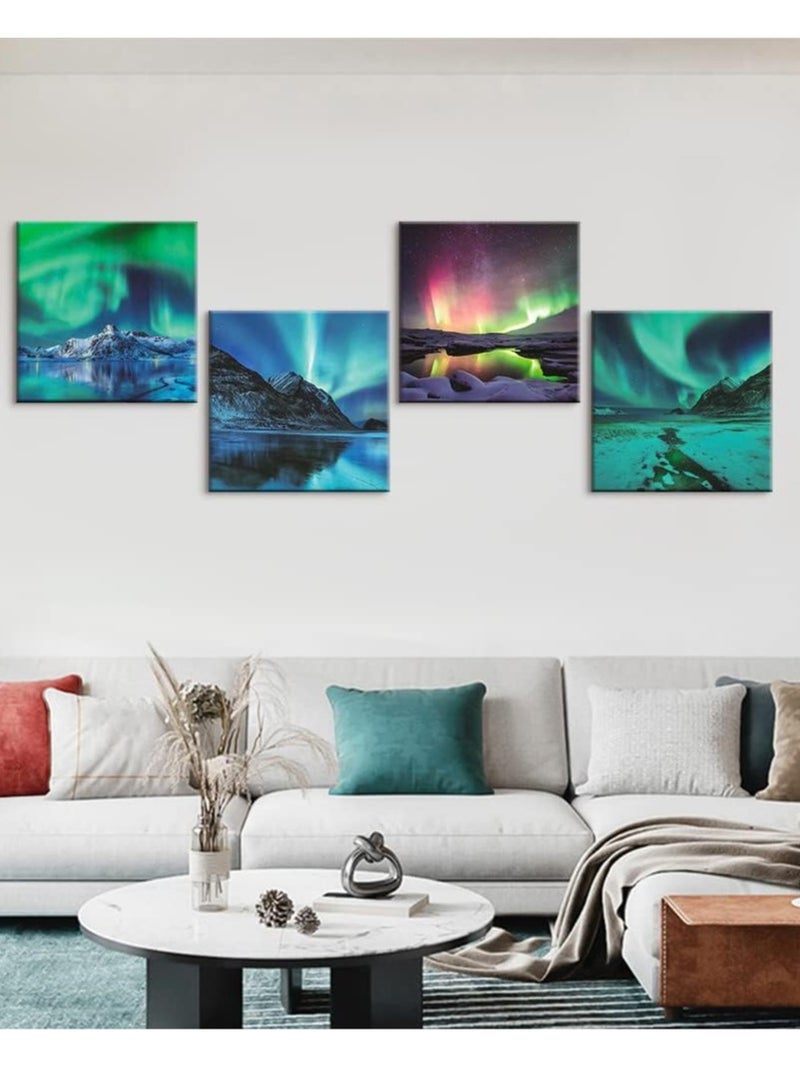 Decorior Modern art panel, 4 pieces, 60X60CM, 30mm thick, high-quality digital printing - UV layer to protect colors - decoration for rooms, offices, and gifts - easy to install - no nails required, self-adhesive - Image 2