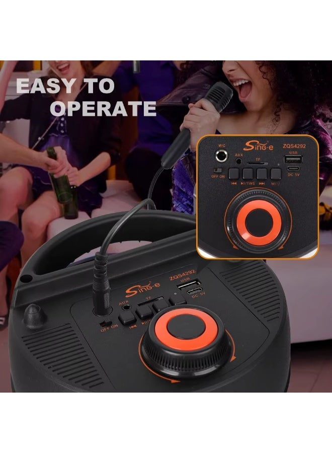 singe SING-E ZQS4292 Dual 4 inch Wireless BT 5.0 Altavoz Outdoor Party Speaker Portable Music Player Rgb Color Lights - Image 5