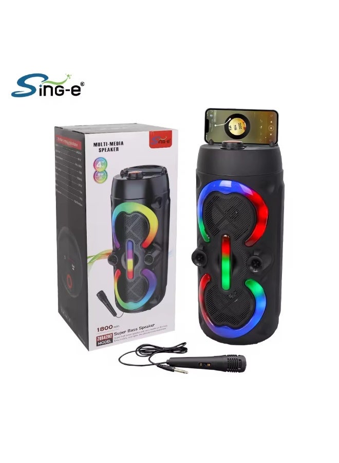 singe SING-E ZQS4292 Dual 4 inch Wireless BT 5.0 Altavoz Outdoor Party Speaker Portable Music Player Rgb Color Lights - Image 1