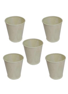 Elan ELAN Metal Handcrafted Astral Tealight Candle Holder Home Office Dcor Decorative Gift Items Votive Candle Holder Leaf Design (Set of 5, Ivory)  - Image 1