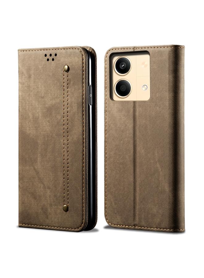 Case For Xiaomi Redmi Note 13R Pro Denim Texture Casual Style Horizontal Flip Leather Case