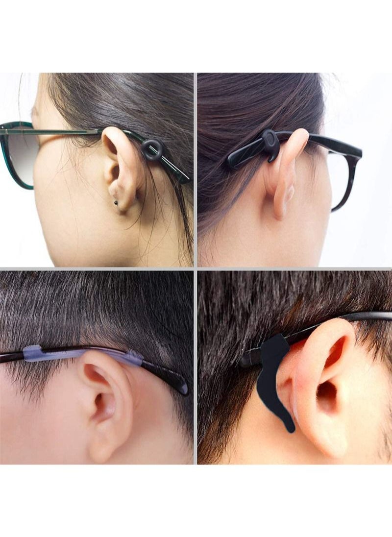 Aikanbo 12 Pairs Glasses Holder Silicone Glasses Temple Holder Anti-Slip Protector Comfort Glasses Glasses Holder Glasses Stopper for Sports， Learning (Black，Clea，Brown 4 Designs)  - Image 5