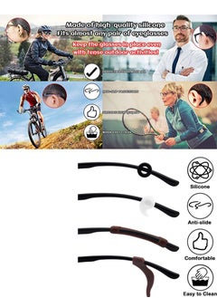 Aikanbo 12 Pairs Glasses Holder Silicone Glasses Temple Holder Anti-Slip Protector Comfort Glasses Glasses Holder Glasses Stopper for Sports， Learning (Black，Clea，Brown 4 Designs)  - Image 2