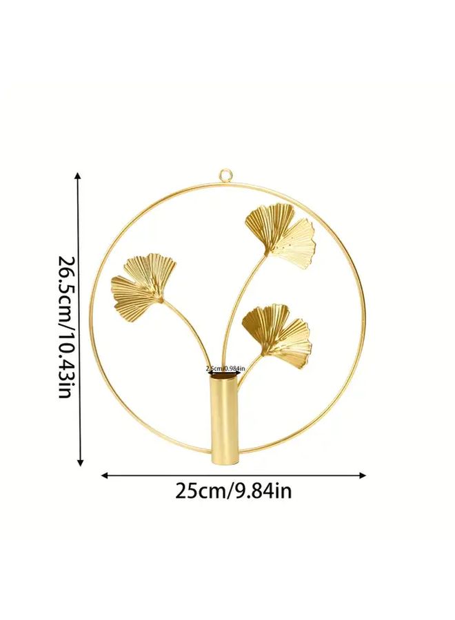 2pcs Black Metal Round Wall Vase Rack Nordic Minimalist Iron Hanging Flower Pot with Golden Accent Home Office Cafe Decor - Image 3