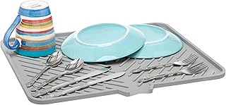 Luxet Silicone Dish Drying Mat with Built-in Drain Lip - Hygienic Drying Pad - Sturdy Compact Easy to Clean Tray - Image 1