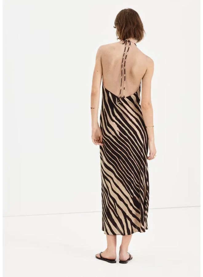 Mango Halter Neck Animal Print Dress