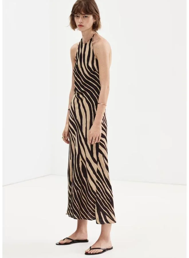 Mango Halter Neck Animal Print Dress