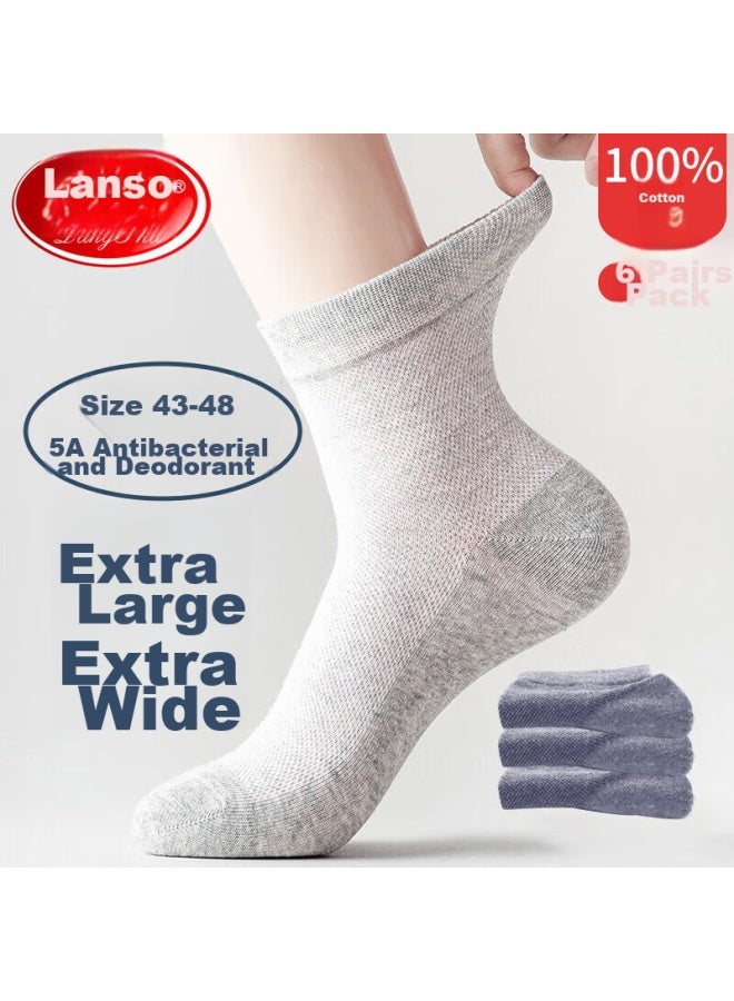 LANG SHA Langsha Men's Socks, 100% Cotton, Extra Large Size, Summer Mesh Breathable, Loose-top Socks, Loose-fitting, Plus-size Socks For Men - Image 1