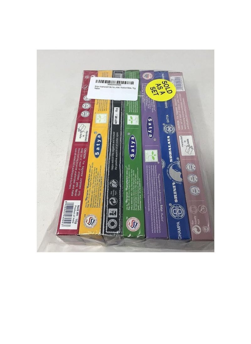 Satya - Incense Sticks Gift Set - Pack of 7  | Nag Champa, Dragon's Blood, Positive Vibes, Sandalwood, Pachouli and Lavender Scents - Image 1
