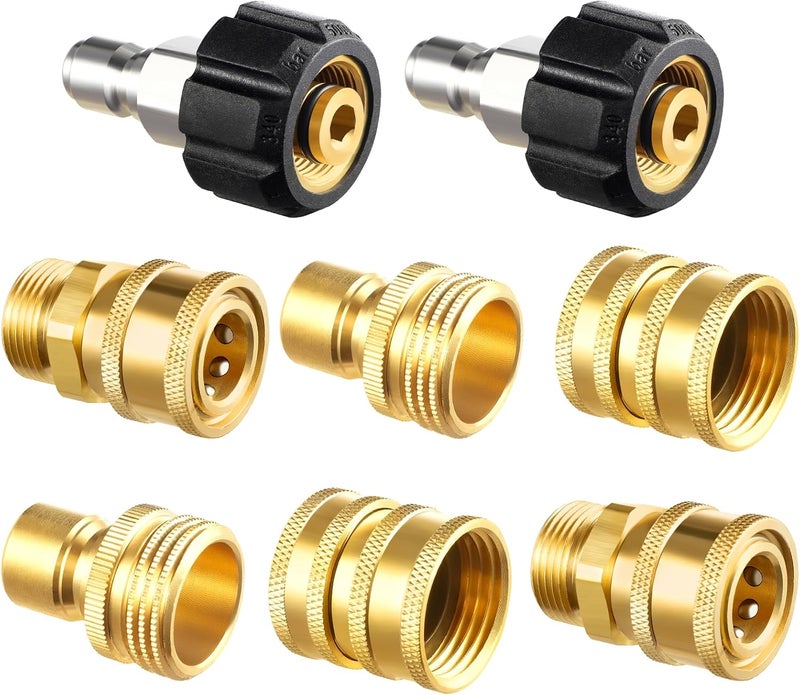 Twinkle Star Pressure Washer Adapter Set, Quick Disconnect Kit, M22 14 mm Quick Connect Swivel to 3/8'' Quick Connect Fittings, 3/4" to Quick Release - Image 1