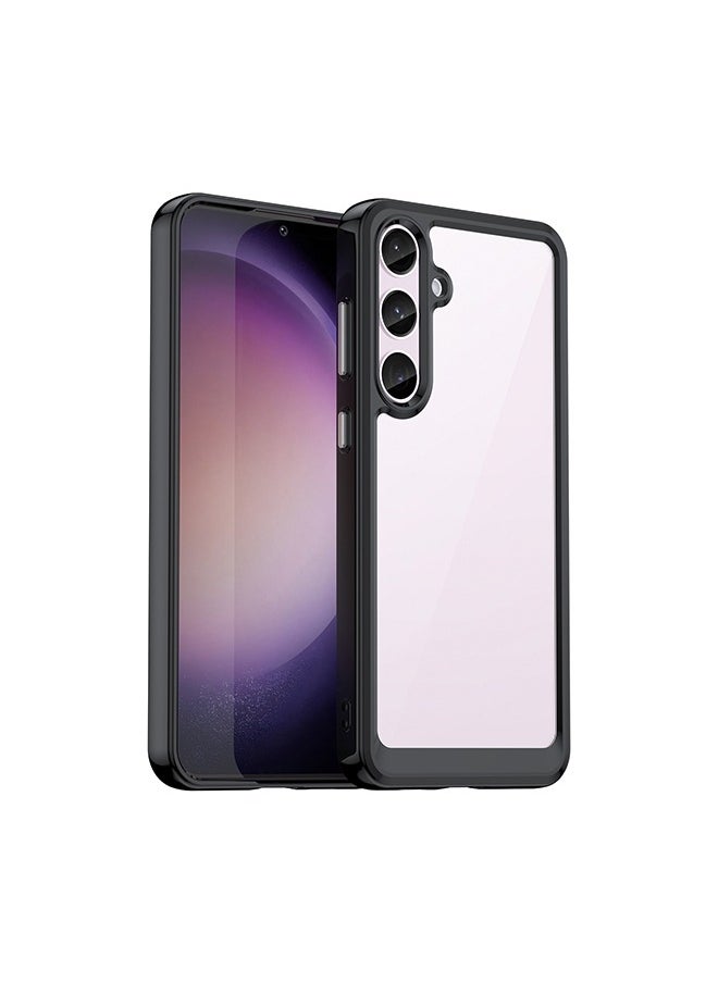 GKK Samsung Galaxy S24+ Case Cover TPU Soft Edge Protector Soft Silicone Shockproof Anti-Scratch Protective Bumper Case Corner Full Pack Acrylic Solid Color Fall Protection Cover（Transparent/Black）  - Image 1