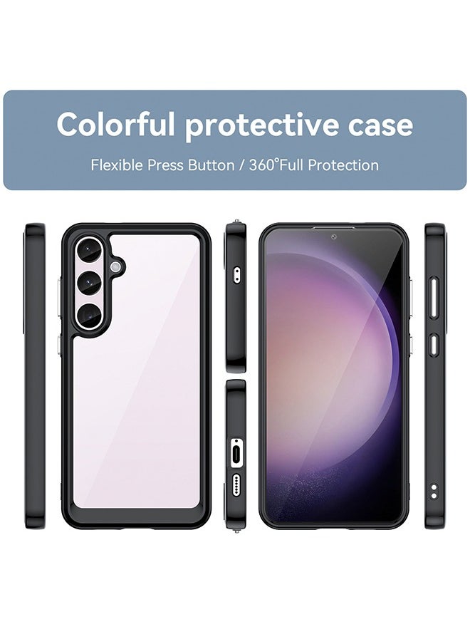 GKK Samsung Galaxy S24+ Case Cover TPU Soft Edge Protector Soft Silicone Shockproof Anti-Scratch Protective Bumper Case Corner Full Pack Acrylic Solid Color Fall Protection Cover（Transparent/Black）  - Image 4