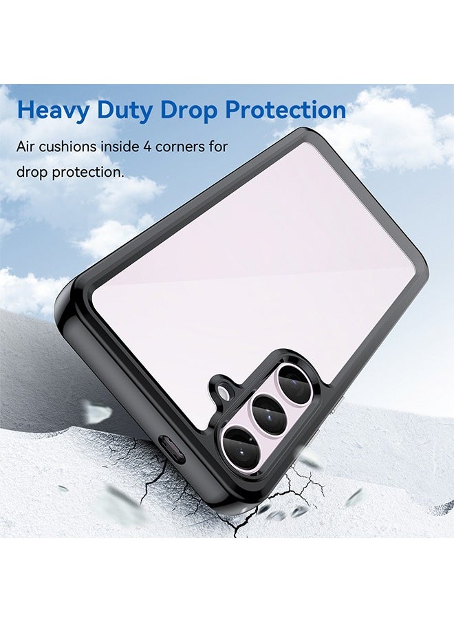 GKK Samsung Galaxy S24+ Case Cover TPU Soft Edge Protector Soft Silicone Shockproof Anti-Scratch Protective Bumper Case Corner Full Pack Acrylic Solid Color Fall Protection Cover（Transparent/Black）  - Image 5