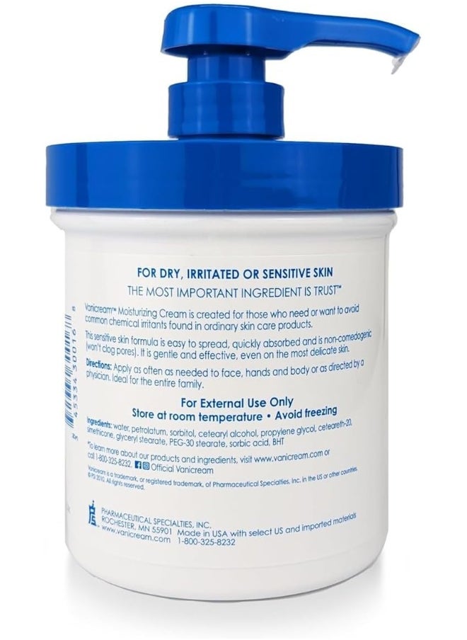 Vanicream - Moisturizing Skin Cream With Pump Dispenser - 16 Fl Oz (1 Lb) - Moisturizer Formulated Without Common Irritants For Those With Sensitive Skin - Image 1