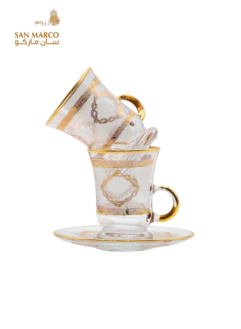 سان ماركو طقم أكواب الشاي مع أطباق التقديم بتصميم فاخر - Image 2