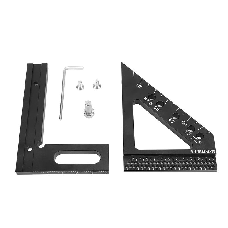3D Multi Angle Measuring Ruler Aluminum Alloy Woodworking Square 3.85x3.19x3.93in - Accurate Protractor with 5° Increments, Wraparound Marking for Carpentry and DIY Projects - Image 1