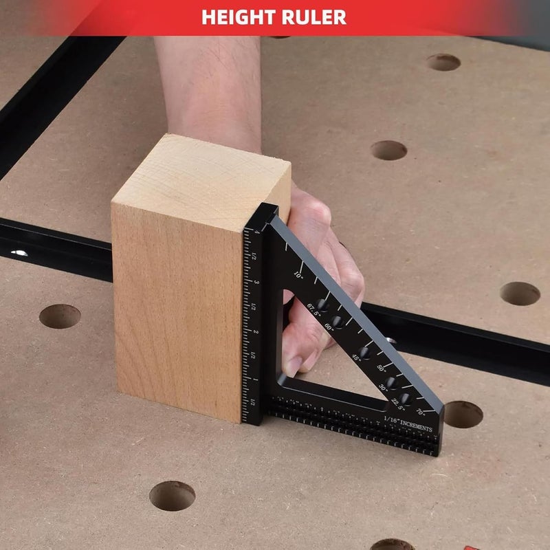 3D Multi Angle Measuring Ruler Aluminum Alloy Woodworking Square 3.85x3.19x3.93in - Accurate Protractor with 5° Increments, Wraparound Marking for Carpentry and DIY Projects - Image 2