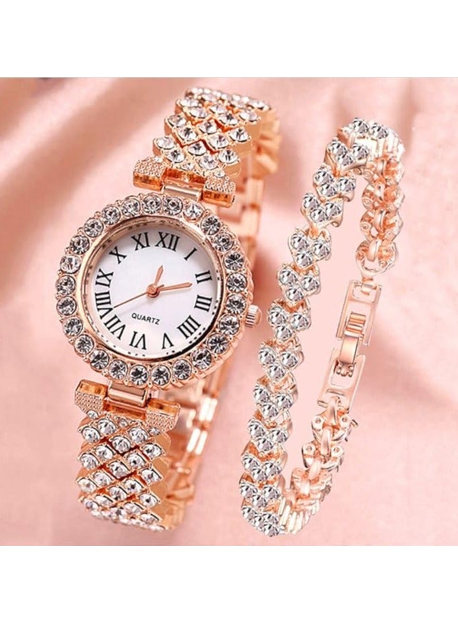 Ladies Wristwatch and Bracelet Luxury Set Exquisite and Fashionable Casual Women's Quartz Diamond Watch  - Image 3