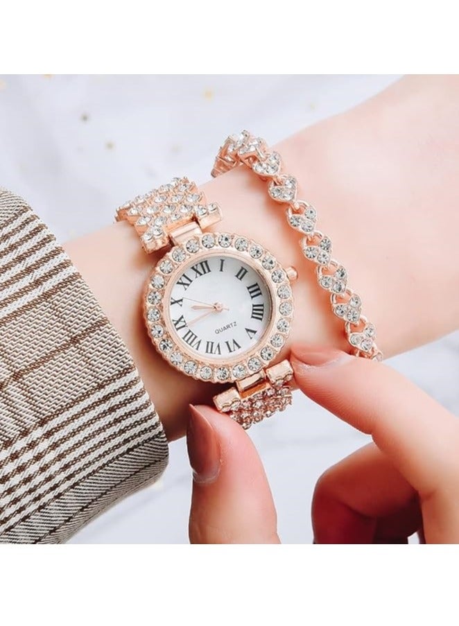 Ladies Wristwatch and Bracelet Luxury Set Exquisite and Fashionable Casual Women's Quartz Diamond Watch  - Image 2