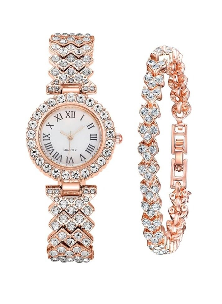 Ladies Wristwatch and Bracelet Luxury Set Exquisite and Fashionable Casual Women's Quartz Diamond Watch  - Image 4