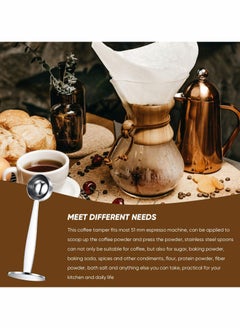 NIBEMINENT Coffee Scoop Stainless Steel Espresso Tamper 51 mm Two in One Measuring and for Bean Press Grinding Pressing, 15 ml 2 Pieces  - Image 3